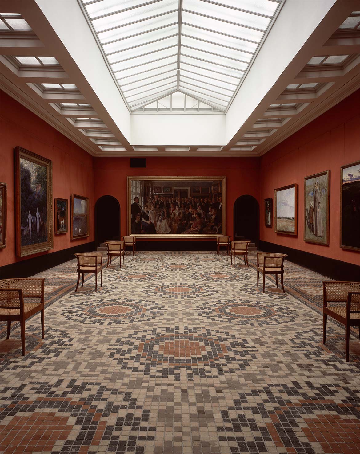Main painting gallery with Peter Hansen’s painting of the inauguration of Faaborg Museum.